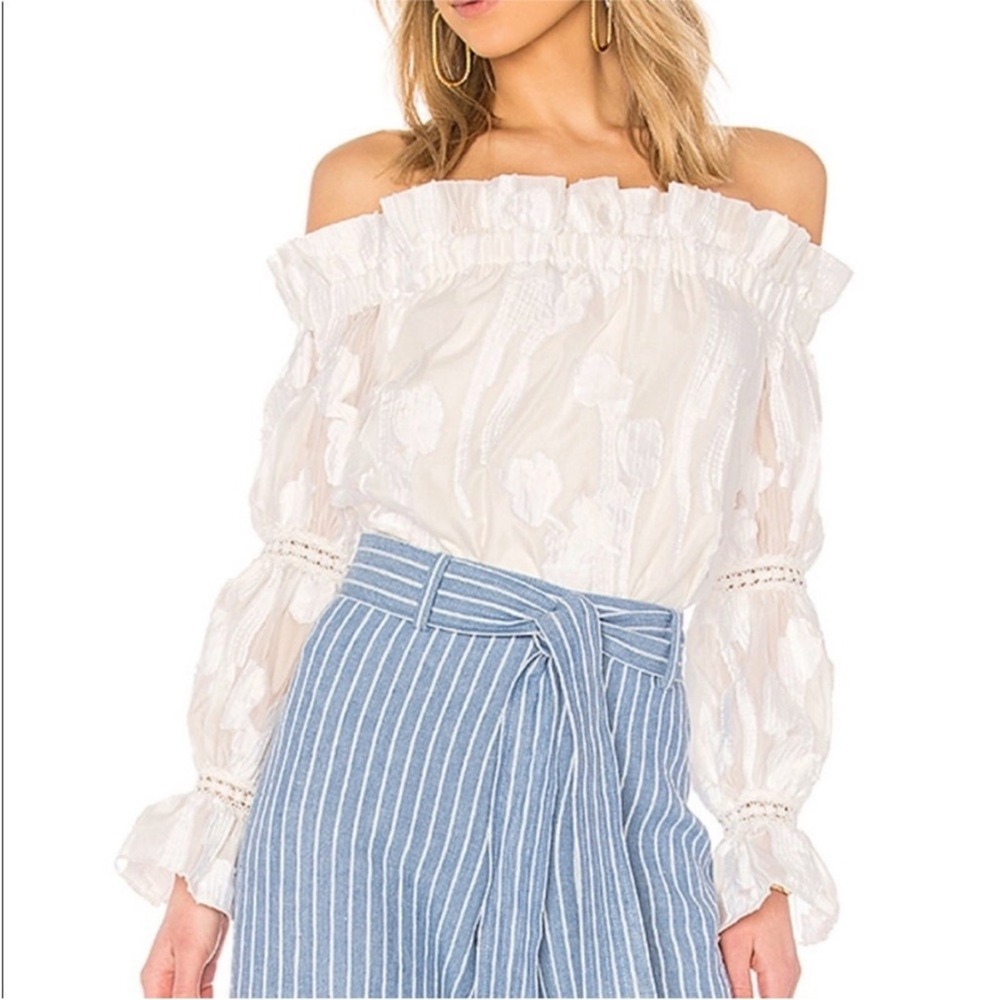 Alexis Raza‎ Off-Shoulder Floral Blouse Revolve white